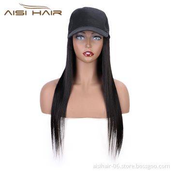 Aisi Hair Black Baseball Human Hair Extensions Brazilian Baseball Hat Hair Extensions for Women